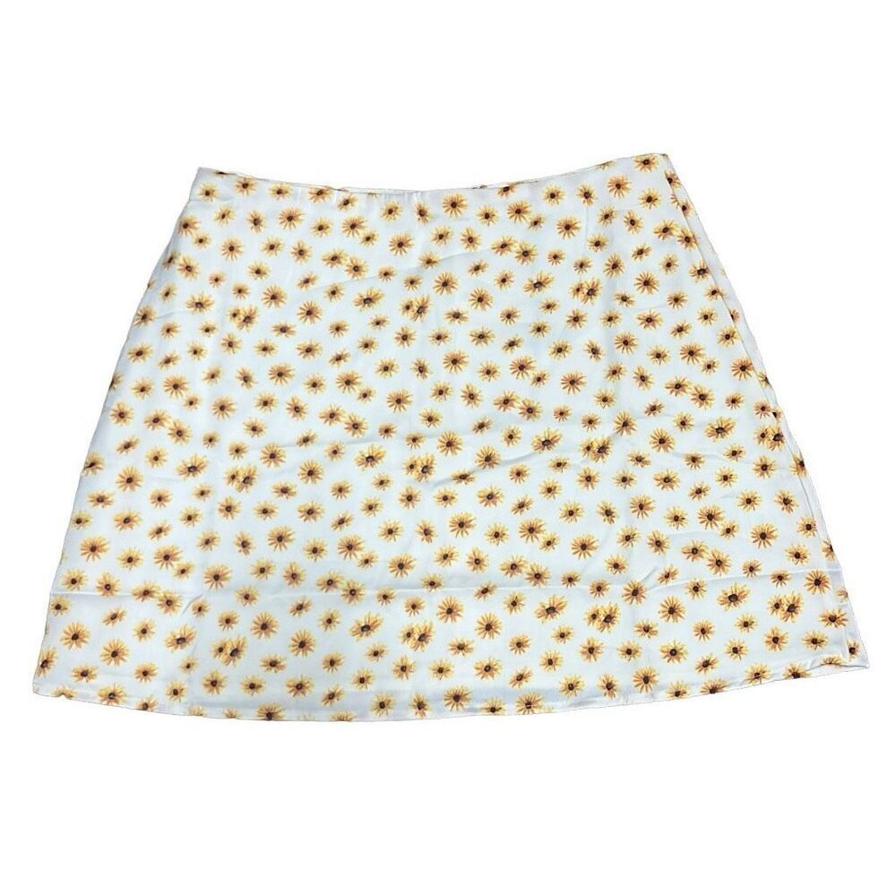 Revolve Weworewhat Ivory Yellow Ditsy Daisies Mini Slip Skirt Lined Medium‎ NWT